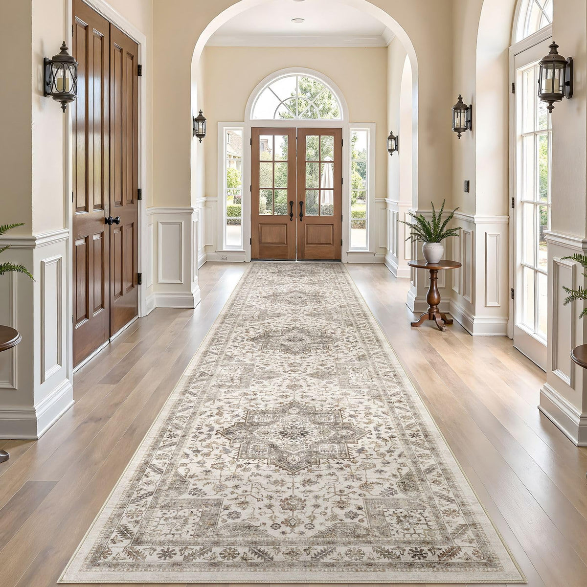 cotiled 9x12 Area Rug for Living Room, Washable, Traditional, Beige