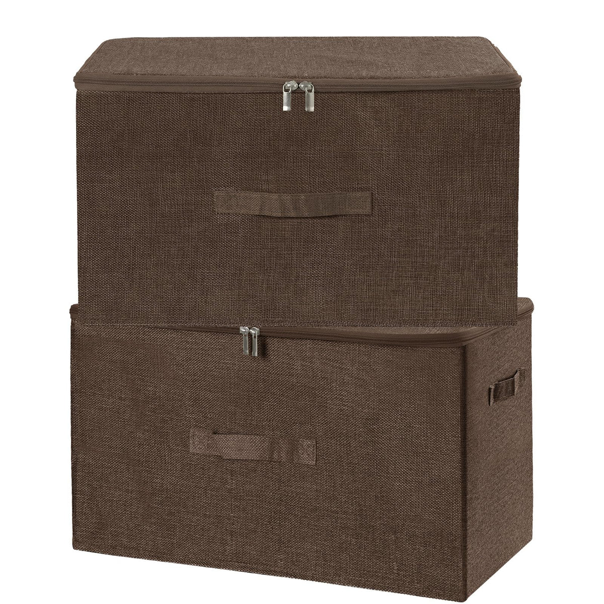 ANMINY Fabric Storage Bins with Zipper Lids, 15"x10"x6", Gray, 1 PCS