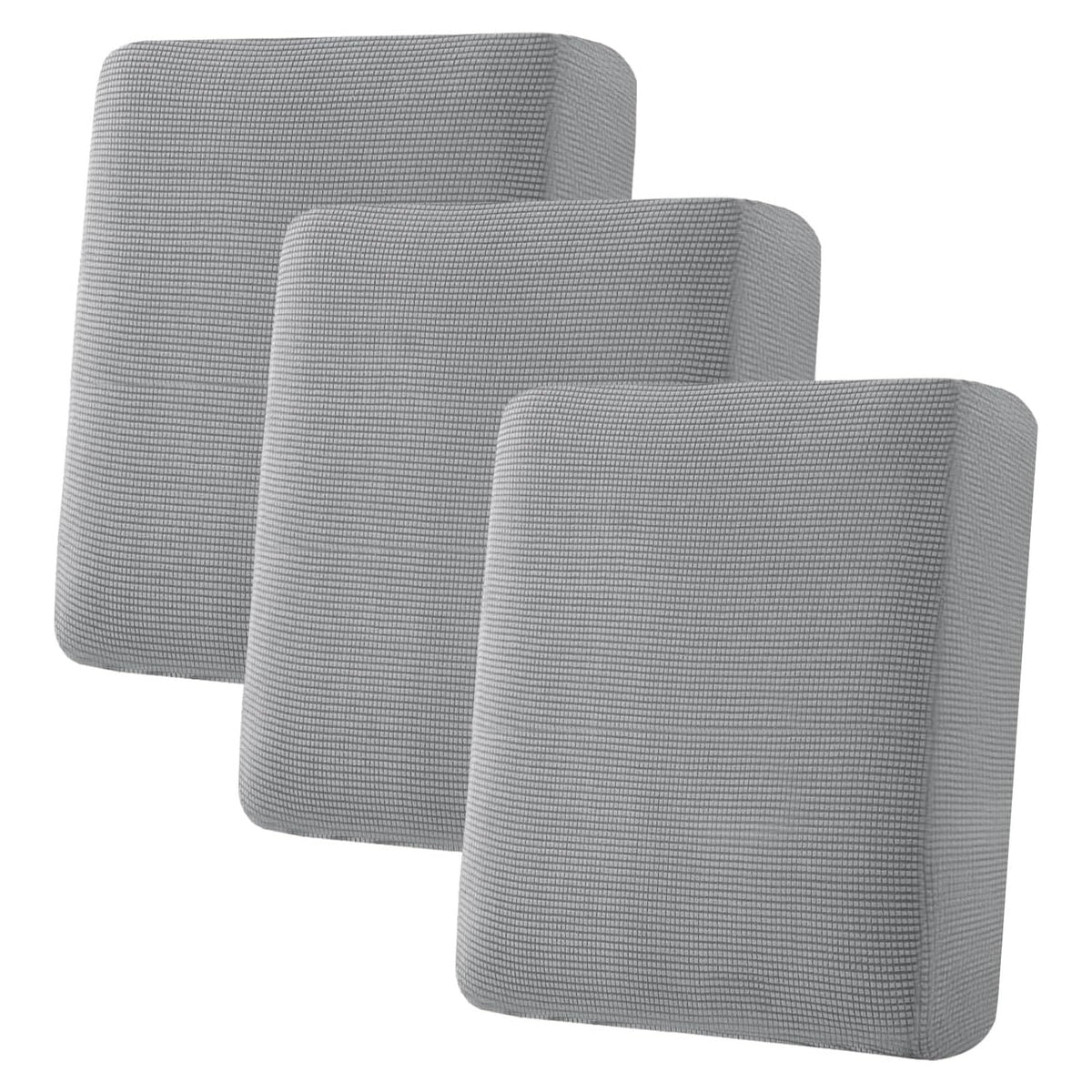 H.VERSAILTEX Super Stretch Individual Seat Cushion Covers Sofa Covers Couch Cushion Cover Slipcover Sets Thick Jacquard Textured Twill Fabric (3 Piece Sofa Cushion Covers, Grey)