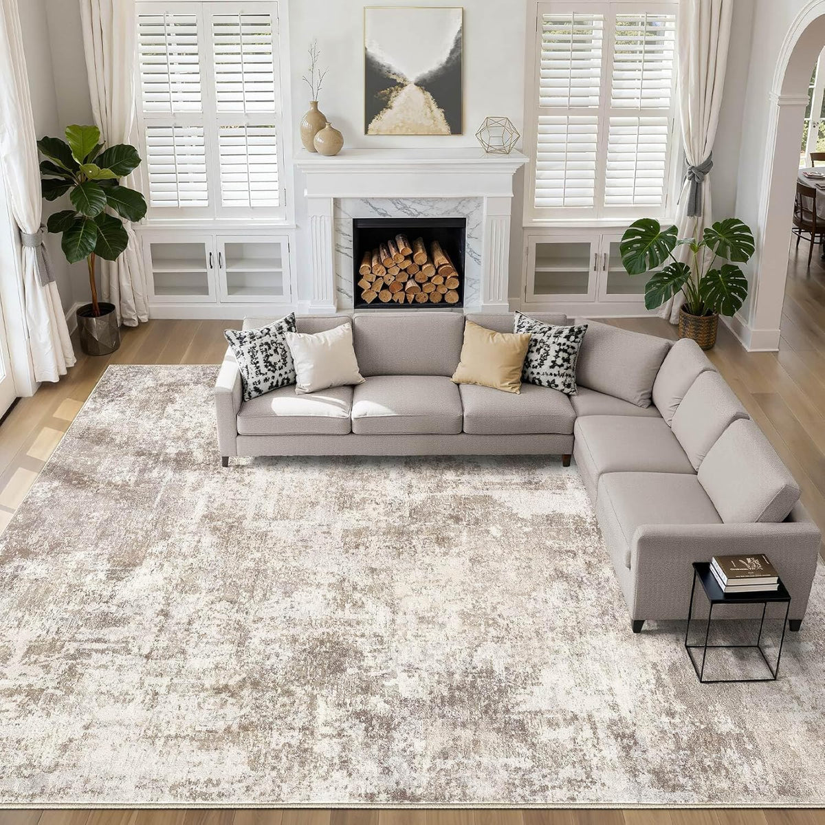 LOONGRUG 6x9 Area Rugs Washable Neutral Modern Abstract Living Room Rug