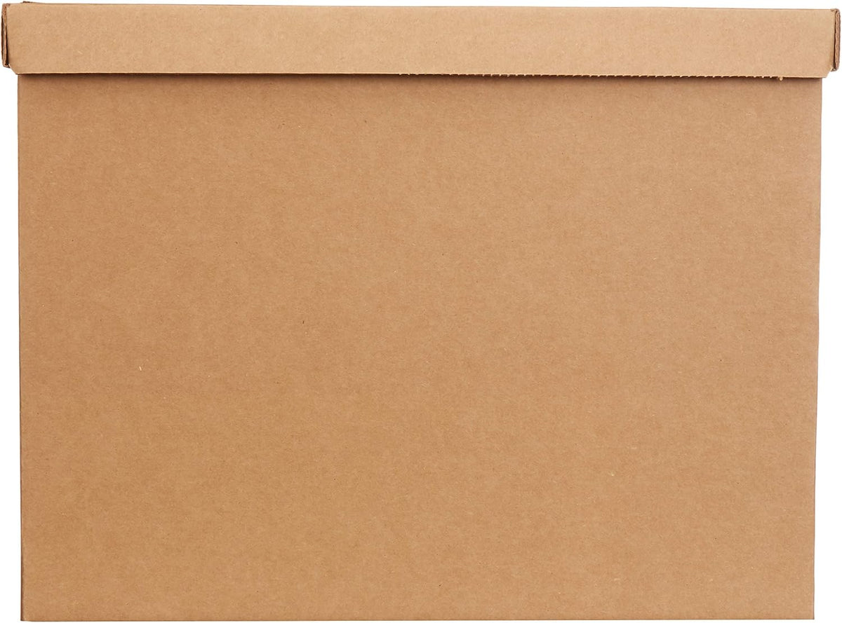 Amazon Basics Moving and Storage Boxes with Handles and Lift-Off Lids, Medium, 19" x 14.5" x 15.5", Brown, 10-Pack