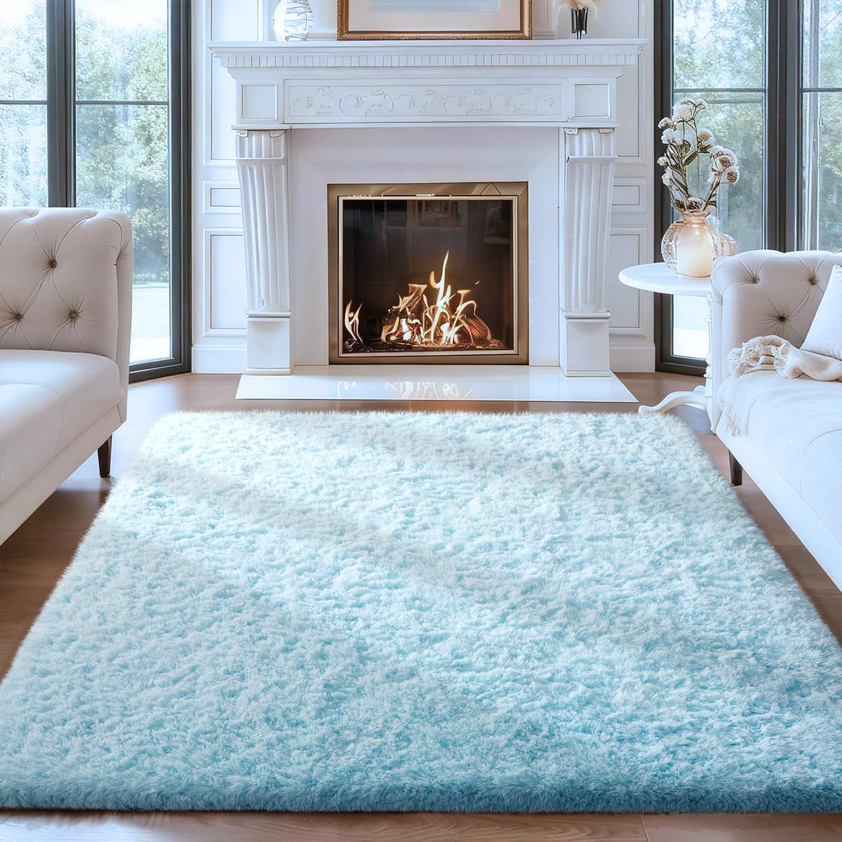 Ophanie Area Rugs 9x12 Living Room, Large Grey Bedroom Carpet, Big Shag Indoor Thick Soft Nursery Rug, Gray Fluffy Carpets for Boy and Girls Room Dorm Home Decor Aesthetic