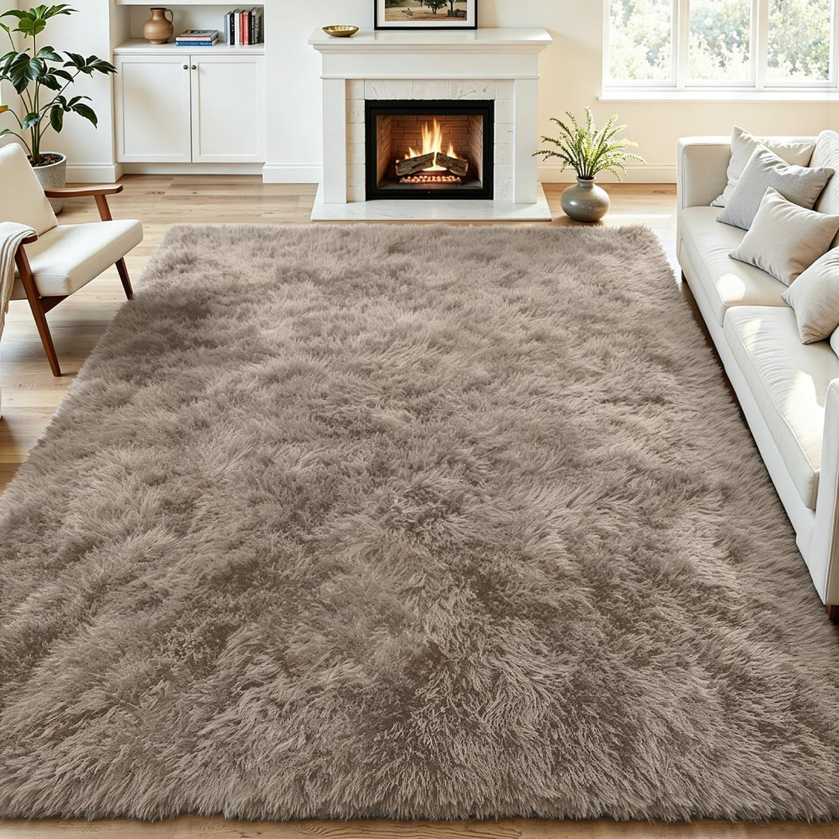 Tosuoka 8x10 Area Rugs for Living Room Bedroom, Black Rug Soft Fluffy Shag