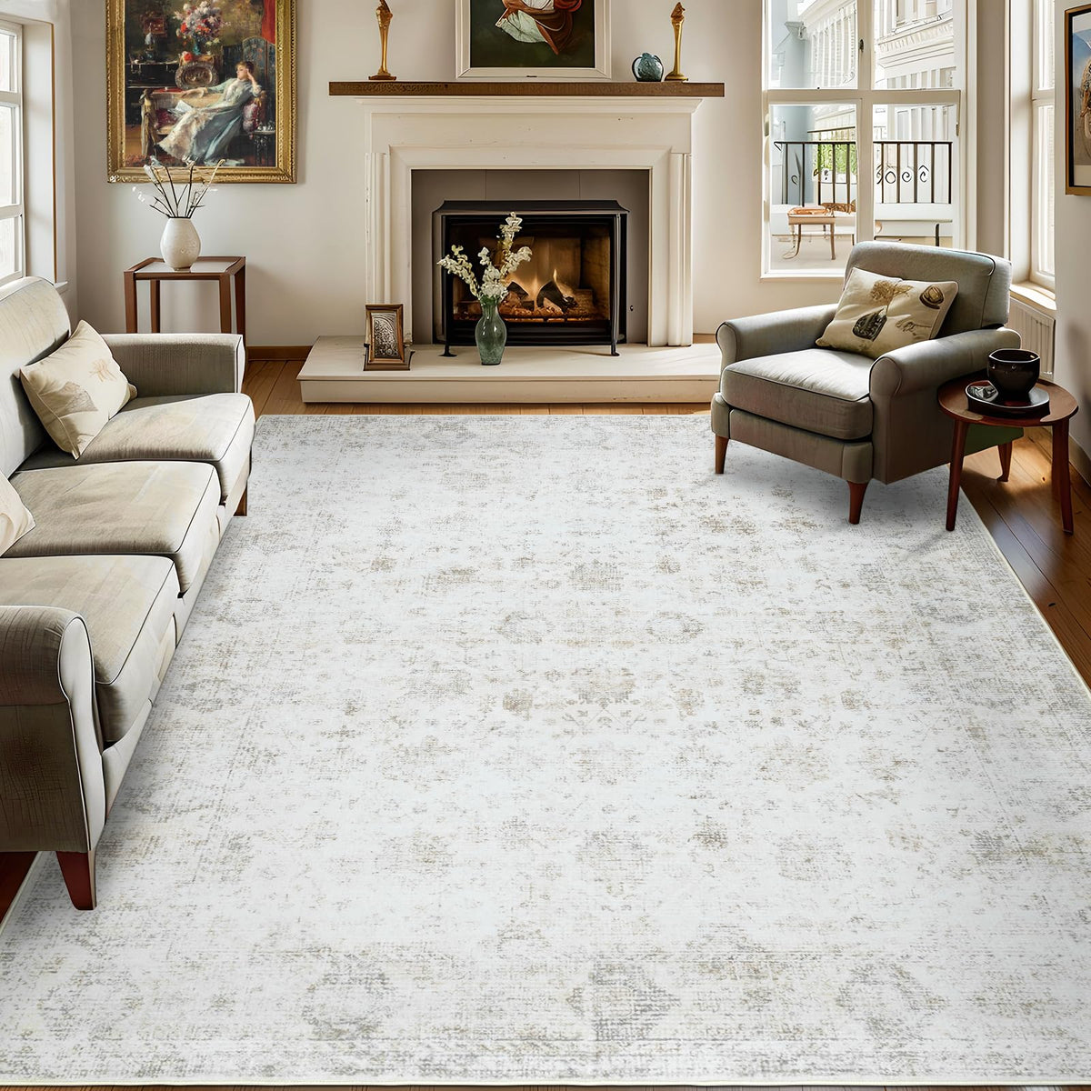 Washable 8×10 Area Rug for Living Room Grey