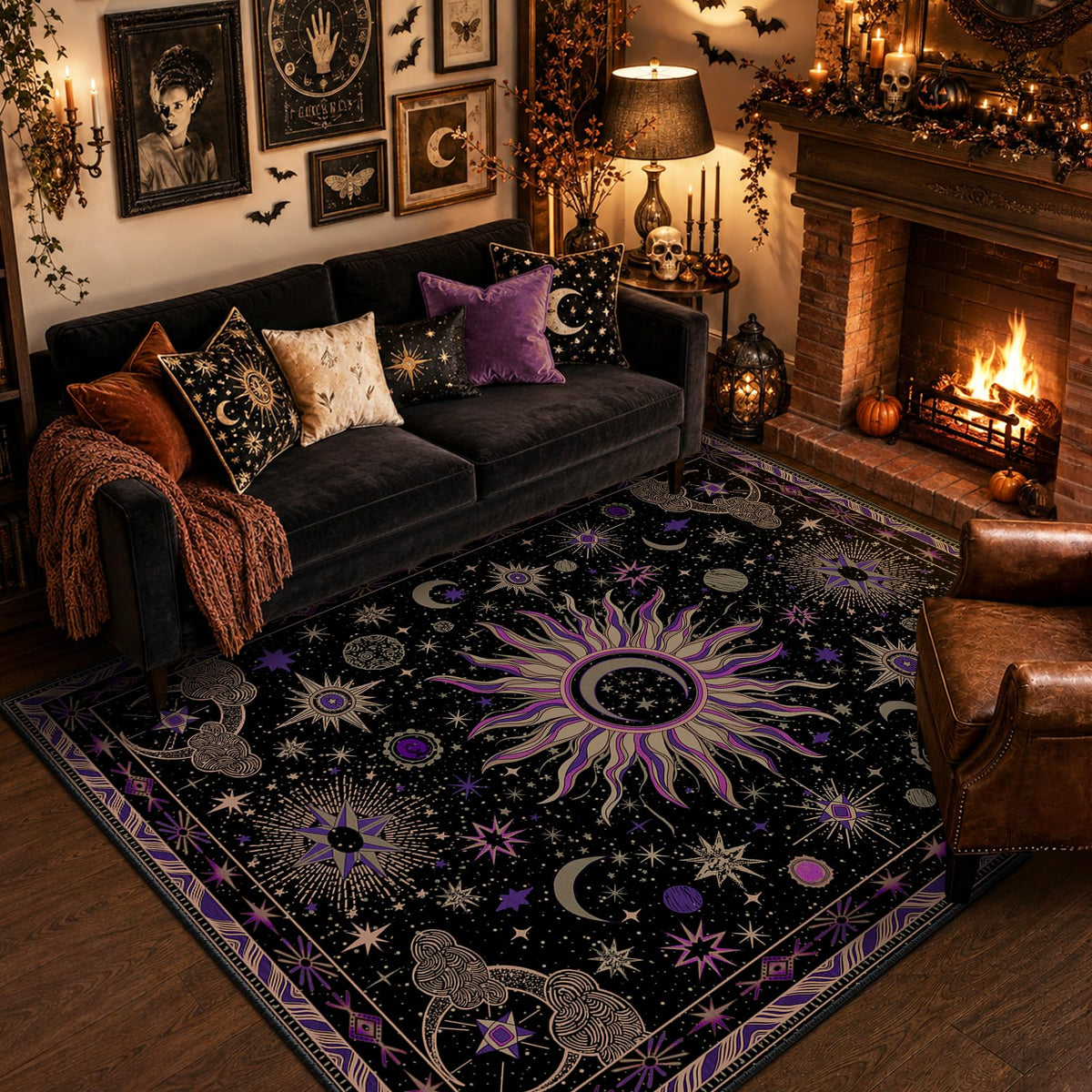Vacuum-Friendly, 8x10 Washable Area Rug, Black Gold Beige Red
