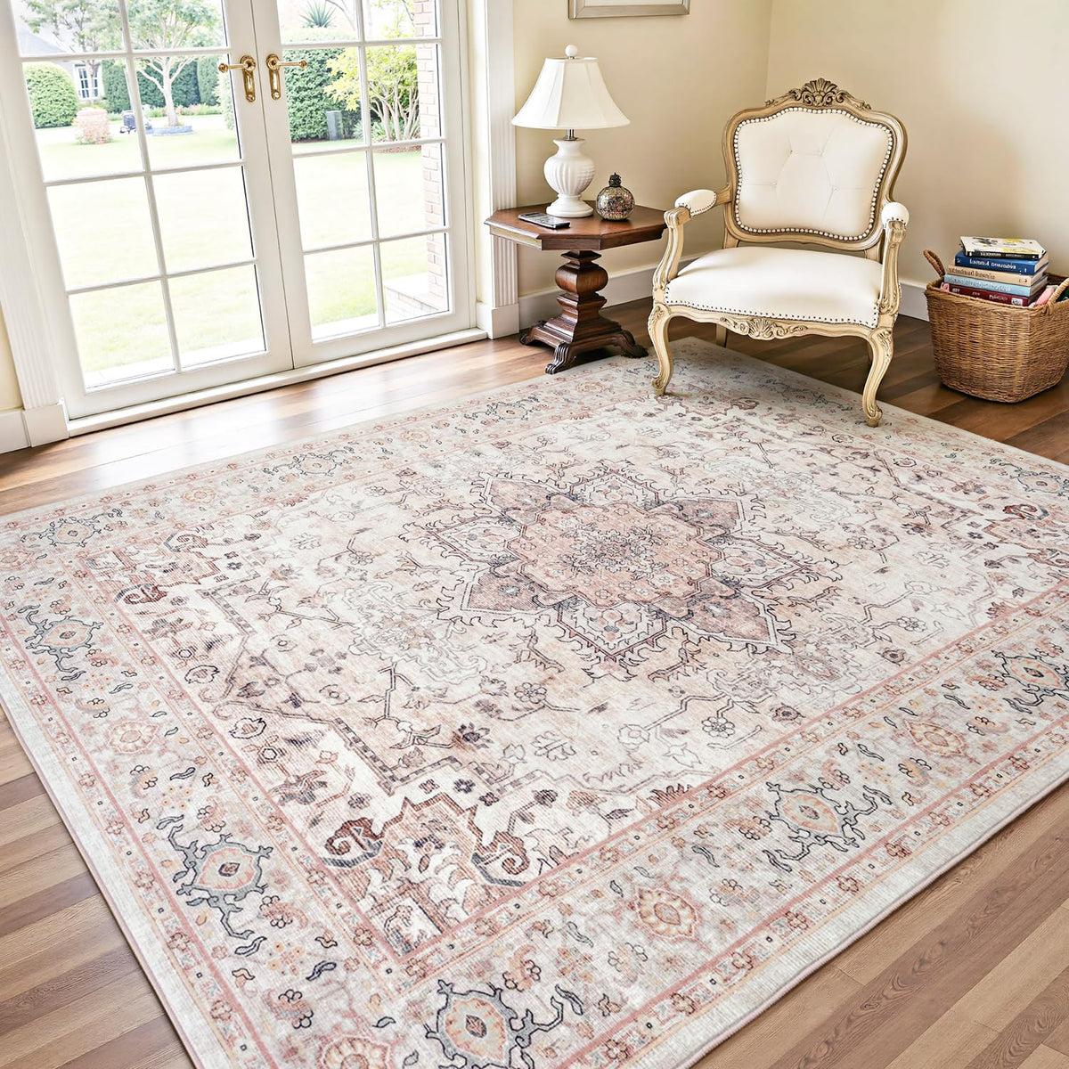 Lofus 8x10 Area Rugs for Living Room Bedroom, Soft Boho Carpet Floral Brown