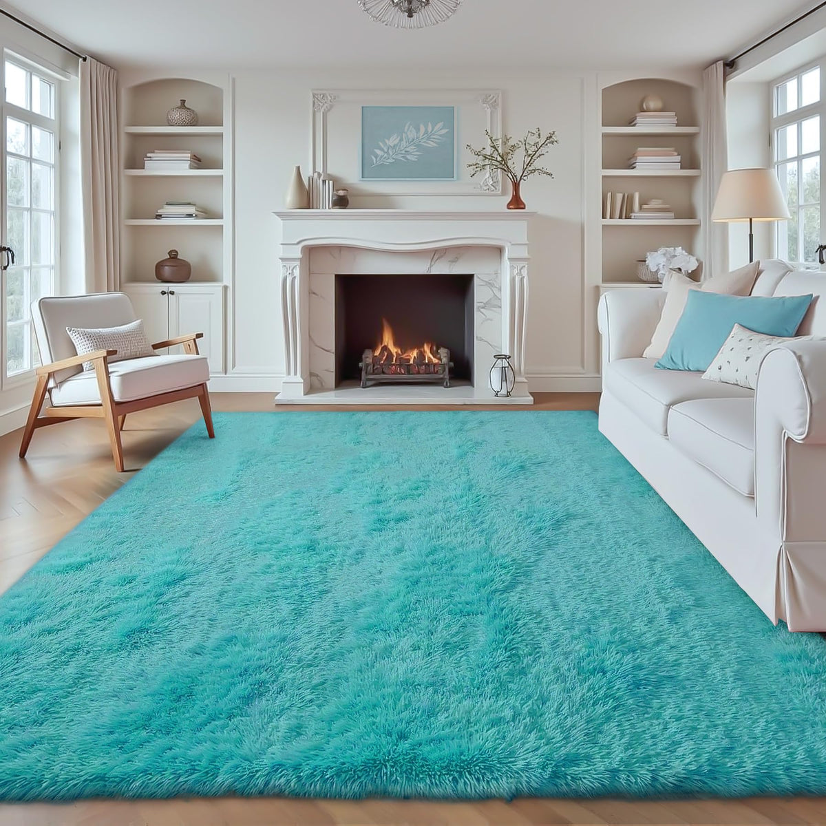 8x10 Area Rugs for Living Room: Fluffy Shag Soft Washable Rug Large Fuzzy Plush Indoor Carpet for Bedroom Nursery Playroom Kids Girls Boys Room (Black, 8'x10')