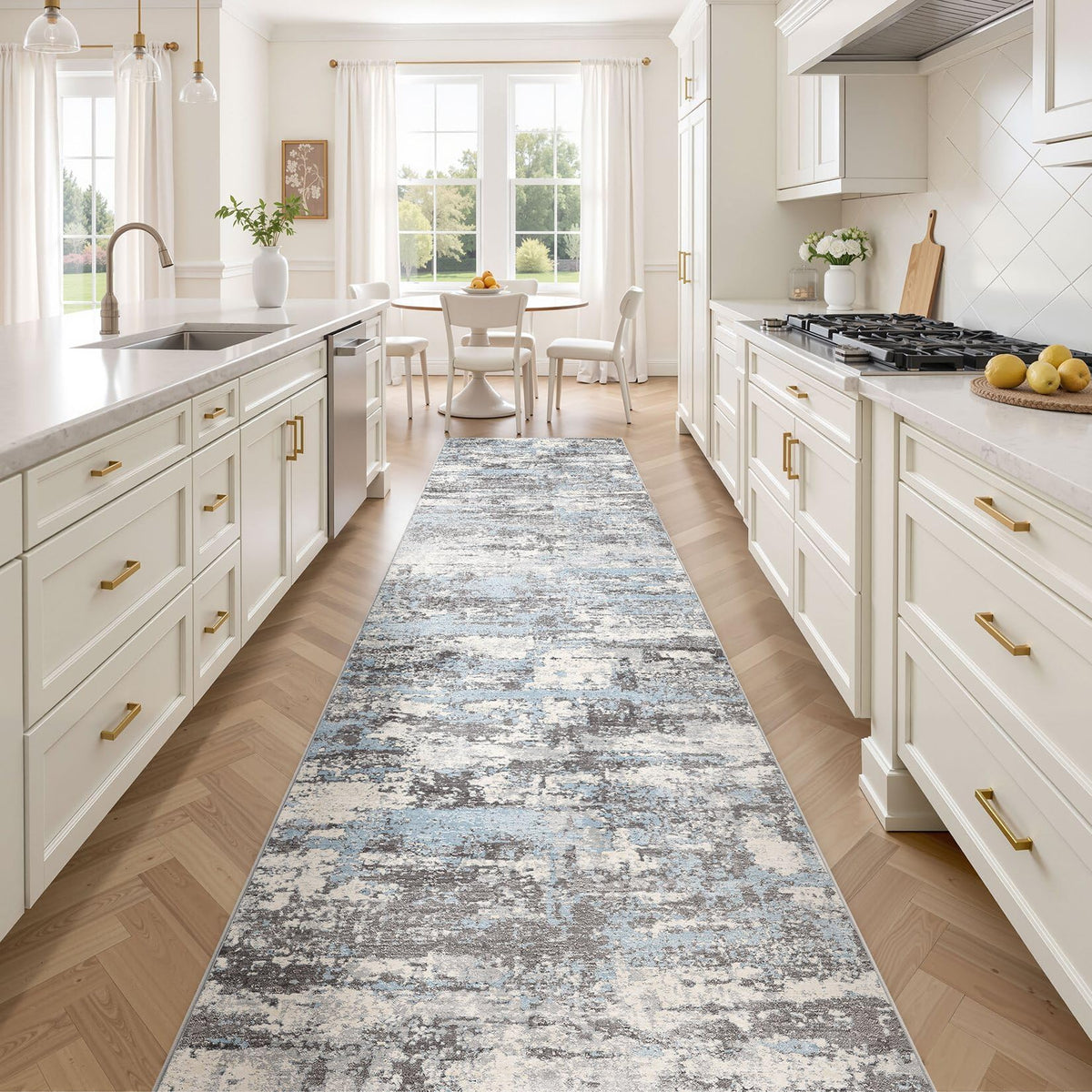 8x10 Area Rugs Living Room Abstract Washable Rug, Gold Brown
