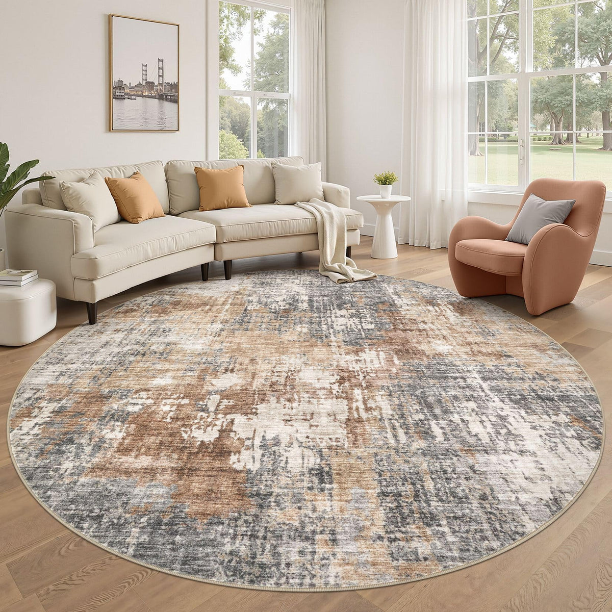 DMOYEST Area Rug Living Room Rugs 9x12 Washable Abstract Grey Carpet