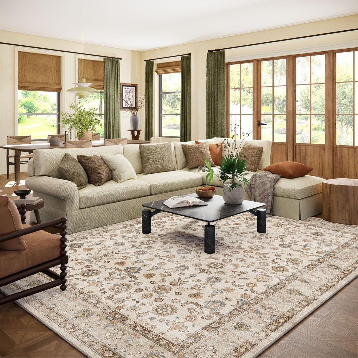 Area Rugs 9x12 Living Room: Washable Bedroom Rug Non Slip Large Boho Carpet