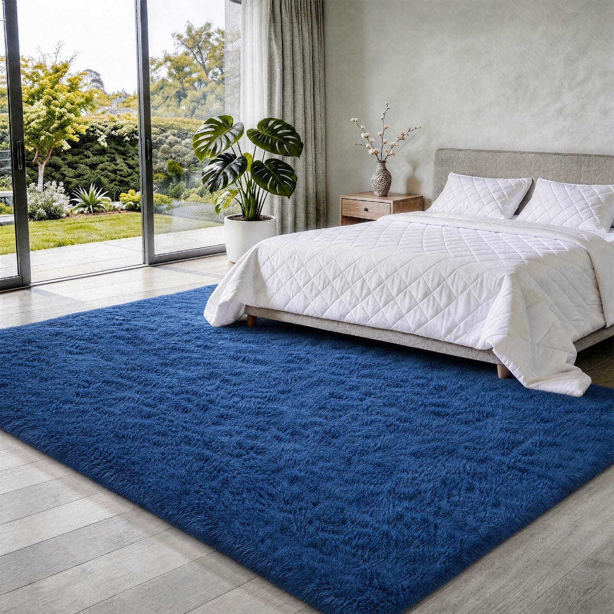 Ophanie Area Rugs 9x12 Living Room, Large Grey Bedroom Carpet, Big Shag Indoor Thick Soft Nursery Rug, Gray Fluffy Carpets for Boy and Girls Room Dorm Home Decor Aesthetic
