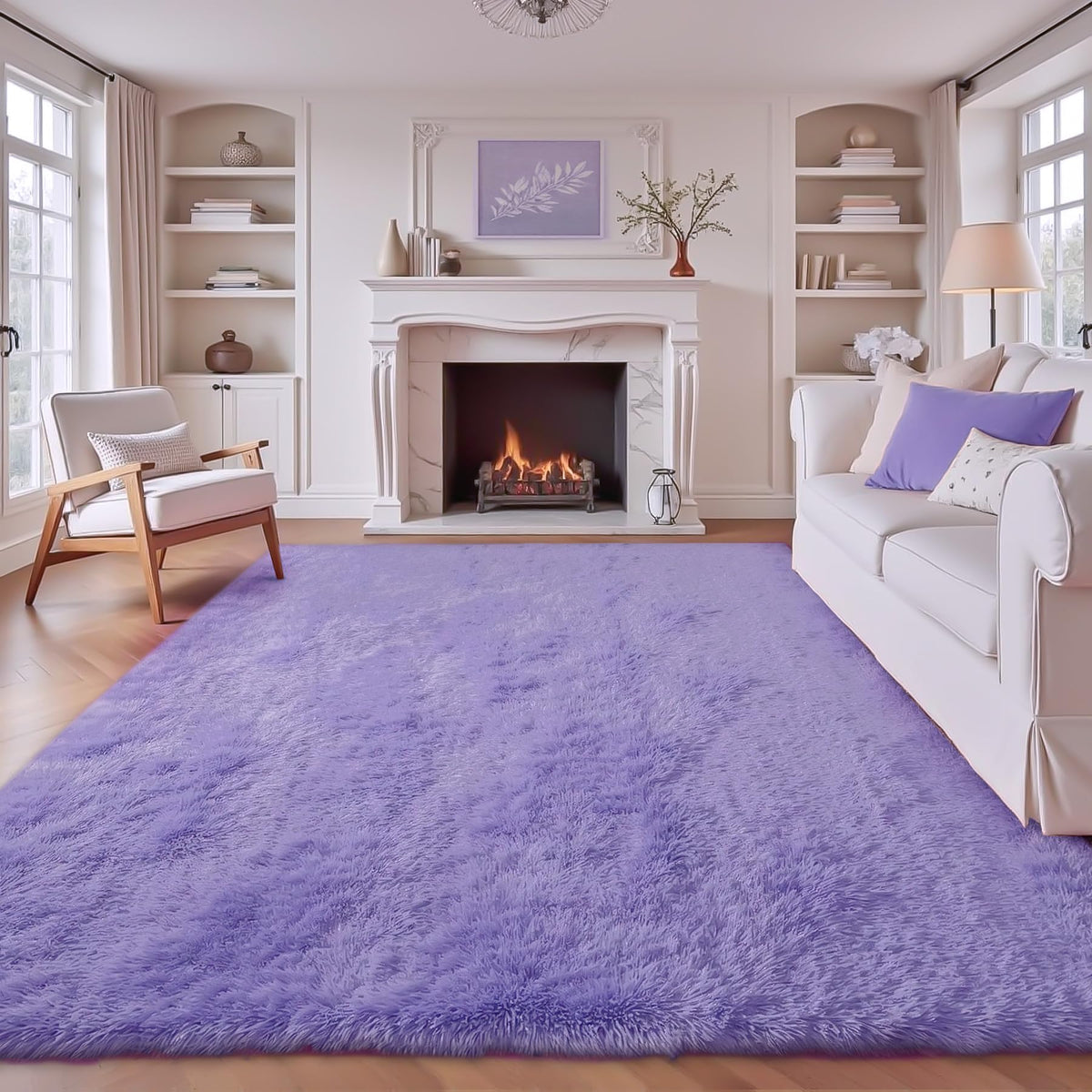 8x10 Area Rugs for Living Room: Fluffy Shag Soft Washable Rug Large Fuzzy Plush Indoor Carpet for Bedroom Nursery Playroom Kids Girls Boys Room (Black, 8'x10')