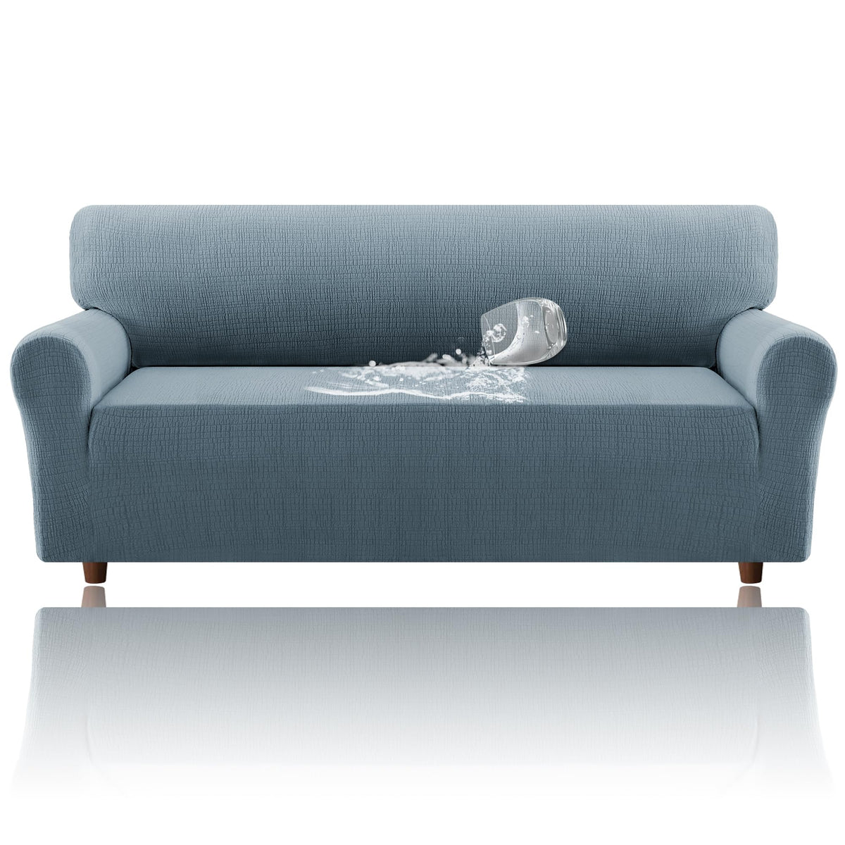 H.VERSAILTEX Jacquard Sofa Slipcover with Waterproof Seat Furniture Protector 1 Piece Stretch Sofa Covers with Elastic Bottom for Kids, Pets, Dog(Sofa L, Ivory)