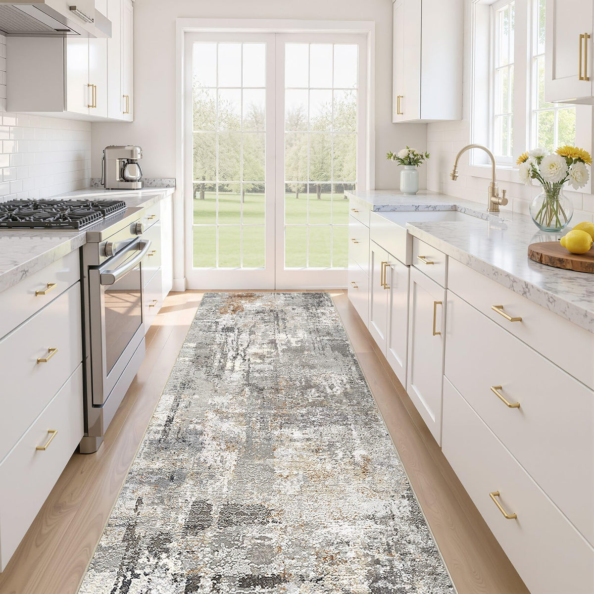 LOONGRUG 6x9 Area Rugs Washable Neutral Modern Abstract Living Room Rug