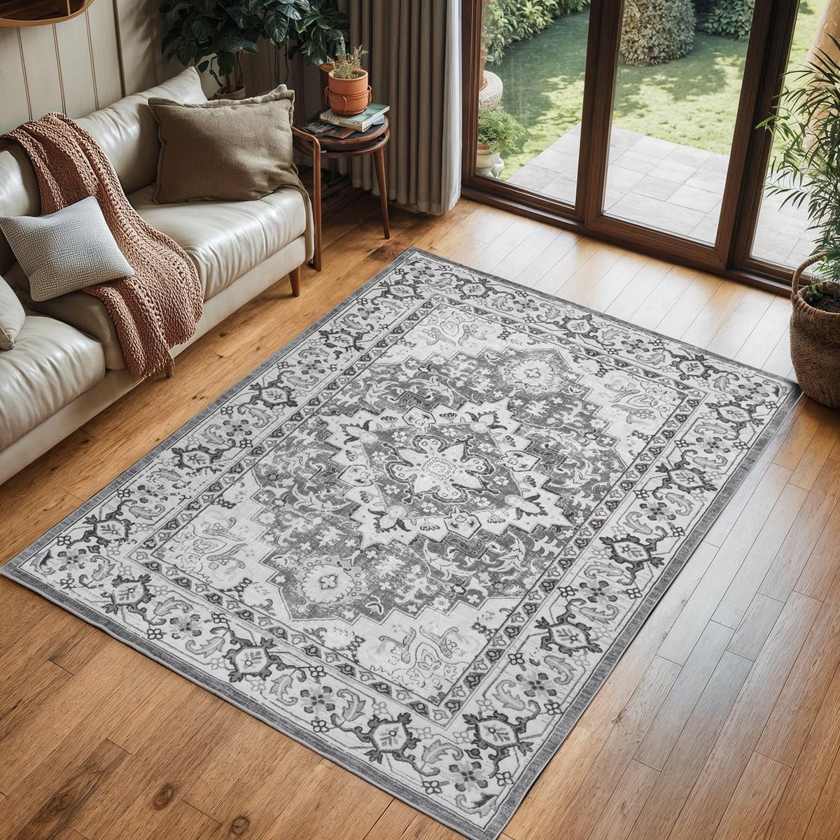 Lofus 8x10 Area Rugs for Living Room Bedroom, Soft Boho Carpet Floral Brown
