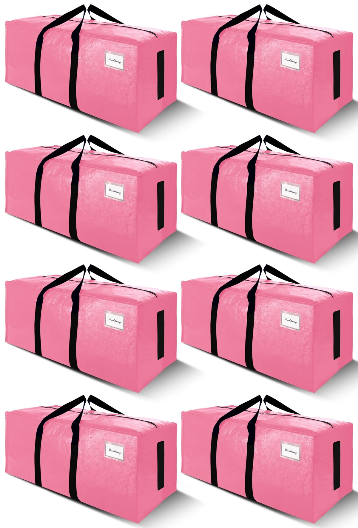 SWEET DOLPHIN 8 Pack 200LB Heavy-Duty Moving Bags with Wrap-Around Handles, Extra Large Storage Totes for Space Saving, Clothes Storage Bags, College Dorm Essentials, Blue, 24 Gal