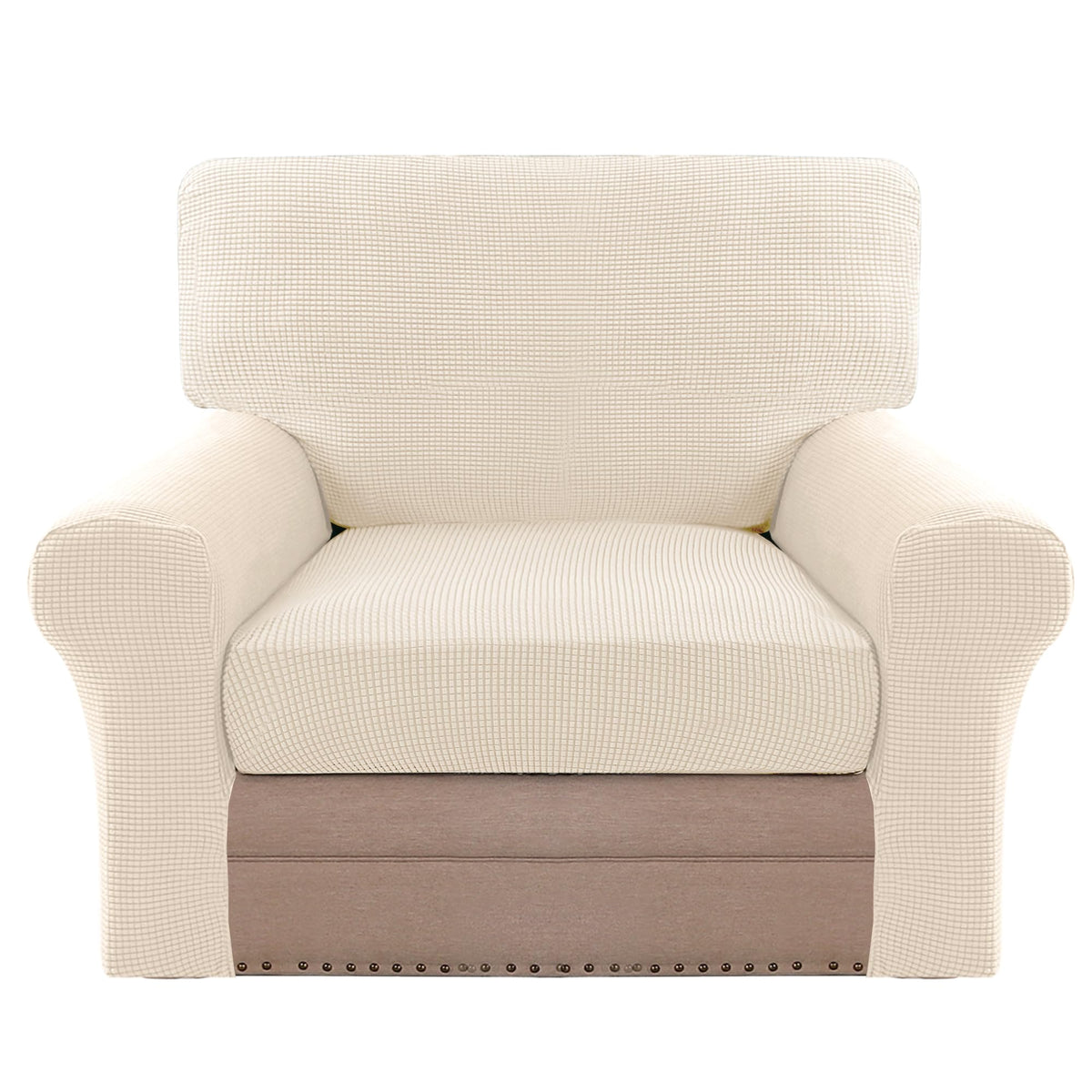 H.VERSAILTEX Multi-Pieces Sofa Covers Stretch Couch Covers Form Fitted Seats and Back Cushions Covers (3 Seat Covers Plus 3 Back Cusion Covers, Bonus 2 Armrest Covers), Sand