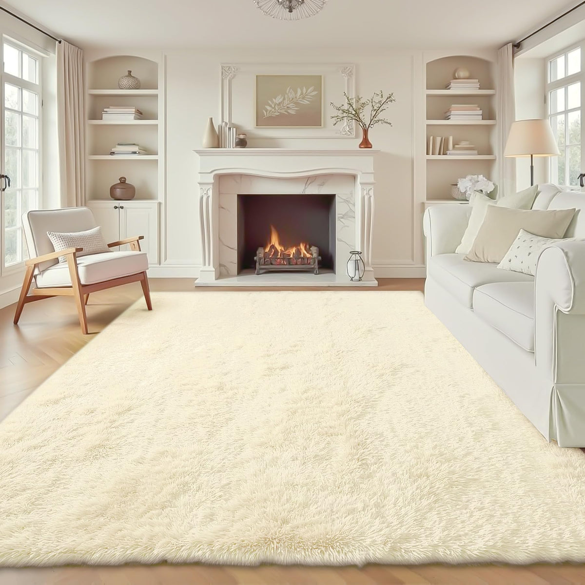 8x10 Area Rugs for Living Room: Fluffy Shag Soft Washable Rug Large Fuzzy Plush Indoor Carpet for Bedroom Nursery Playroom Kids Girls Boys Room (Black, 8'x10')