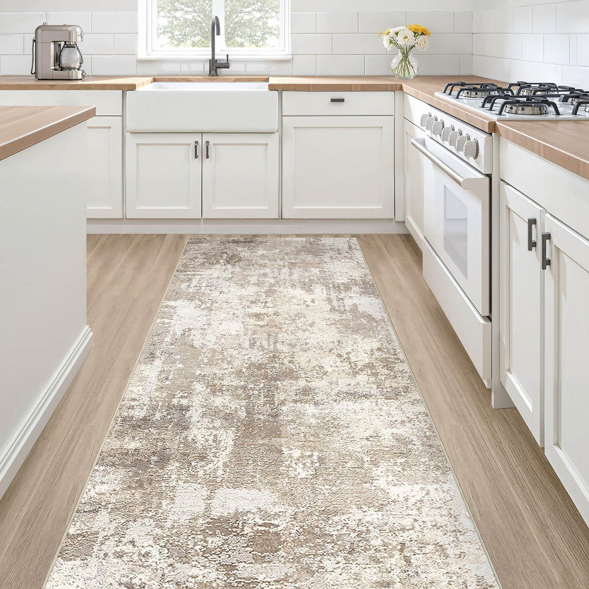 LOONGRUG 6x9 Area Rugs Washable Neutral Modern Abstract Living Room Rug