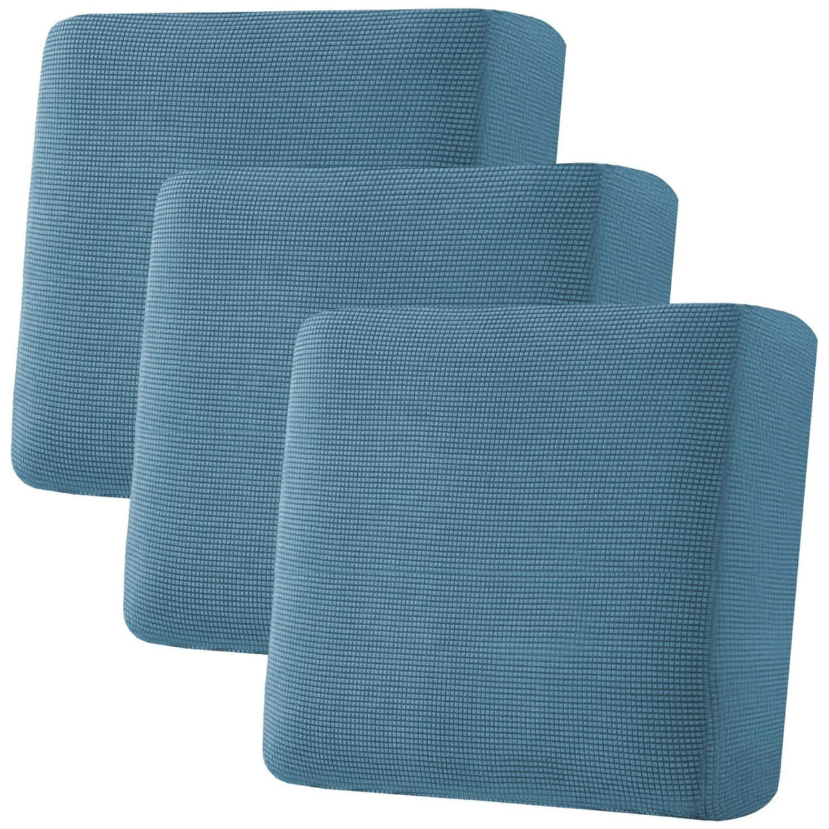 H.VERSAILTEX Super Stretch Individual Seat Cushion Covers Sofa Covers Couch Cushion Cover Slipcover Sets Thick Jacquard Textured Twill Fabric (3 Piece Sofa Cushion Covers, Grey)