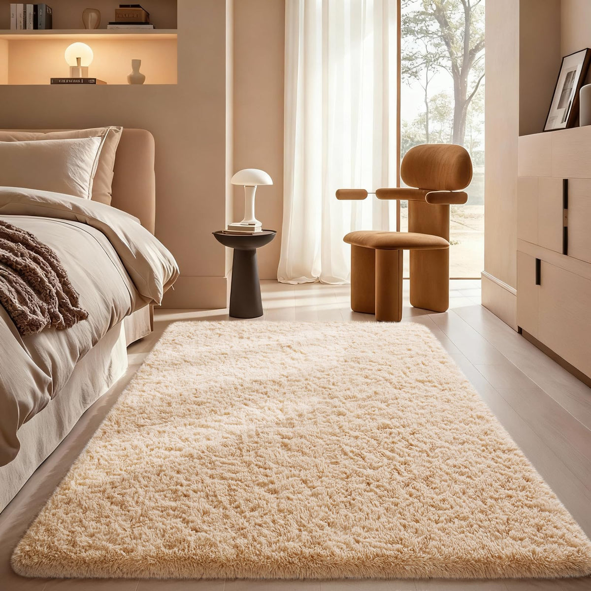Ophanie Area Rugs 9x12 Living Room, Large Grey Bedroom Carpet, Big Shag Indoor Thick Soft Nursery Rug, Gray Fluffy Carpets for Boy and Girls Room Dorm Home Decor Aesthetic