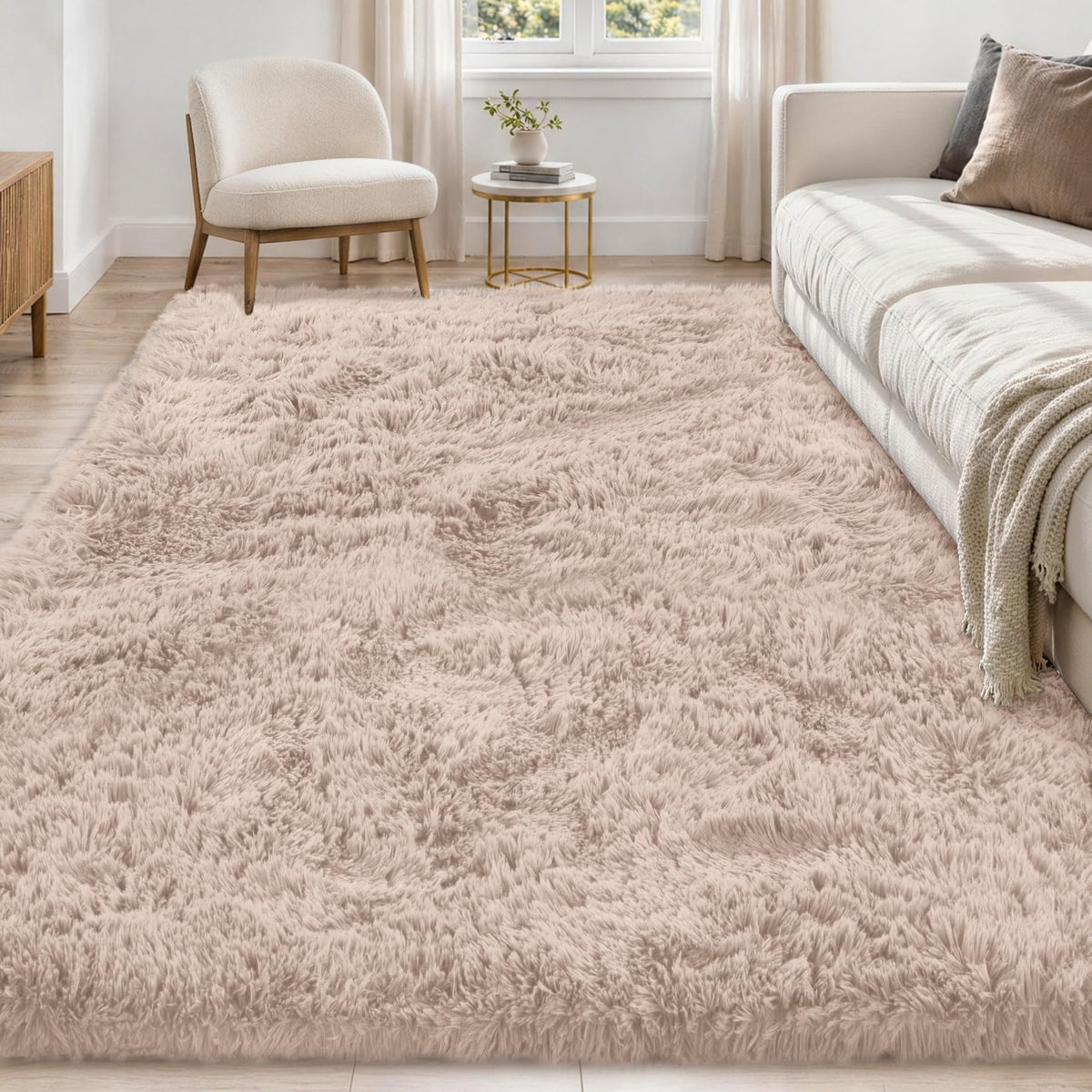 Tosuoka 8x10 Area Rugs for Living Room Bedroom, Black Rug Soft Fluffy Shag