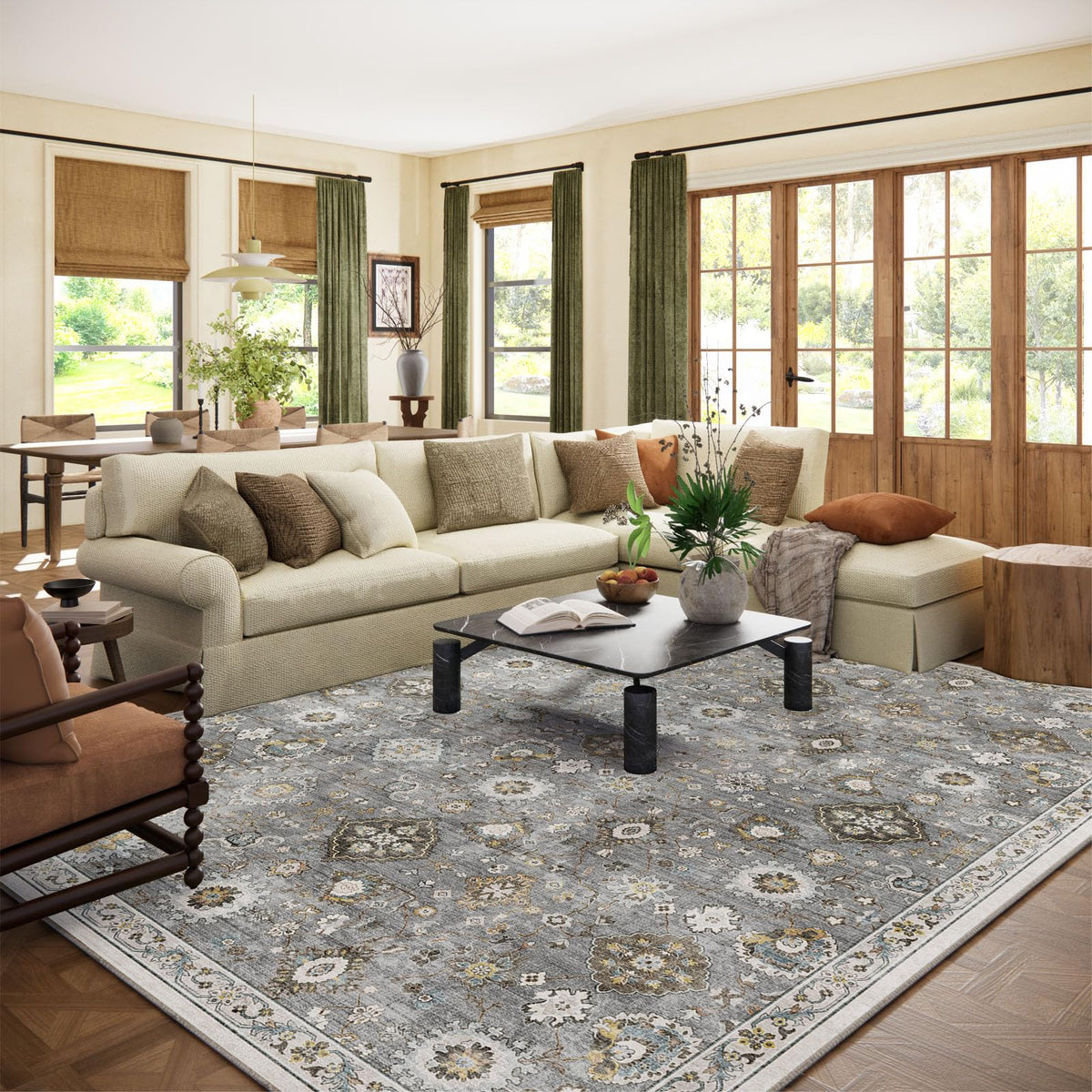 Area Rugs 9x12 Living Room: Washable Bedroom Rug Non Slip Large Boho Carpet