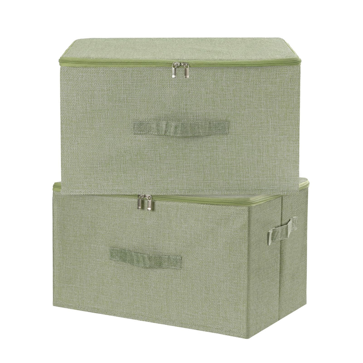 ANMINY Fabric Storage Bins with Zipper Lids, 15"x10"x6", Gray, 1 PCS