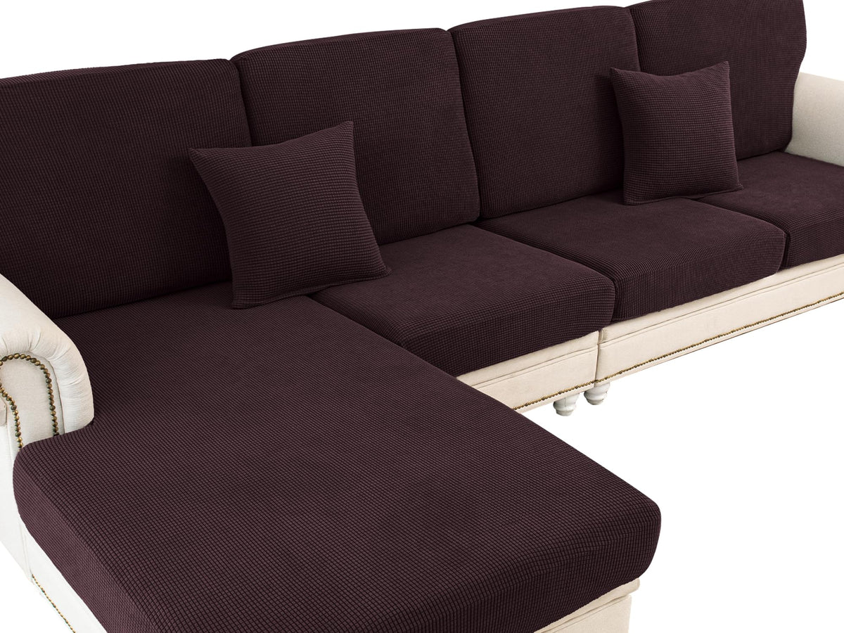 LA MEACK Couch Cushion Covers Seat Cushion Cover Stretch Couch Cover Separate Sectional Sofa Slipcovers Furniture Protector(3 Pieces for Seat or Sofa Backrest, Dark Grey)