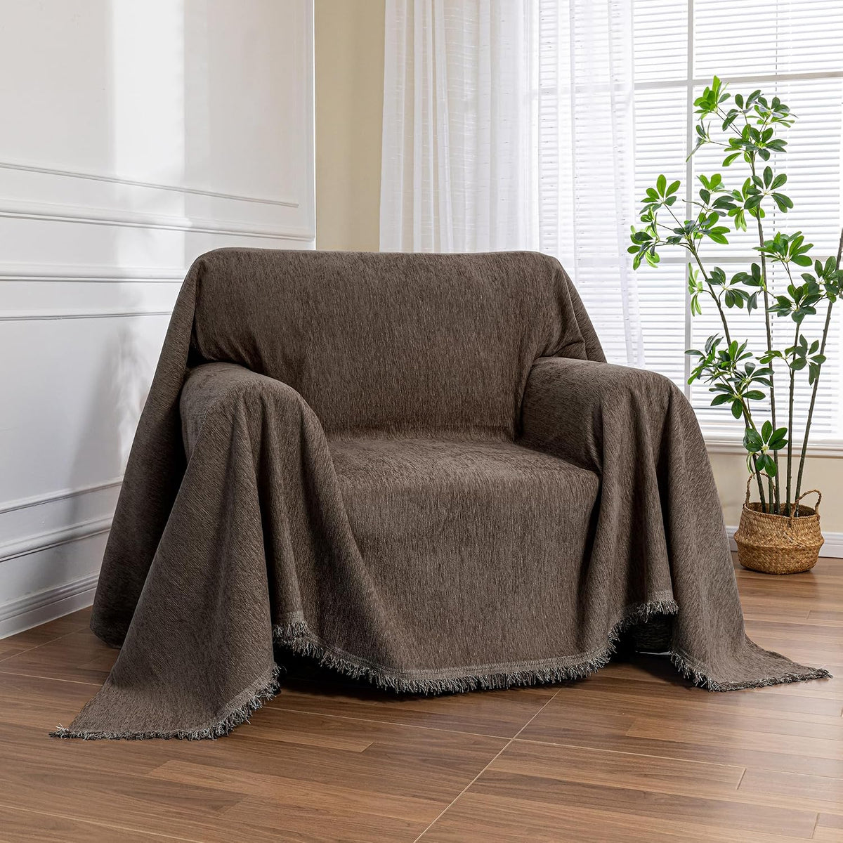 MEETSKY Couch Cover Sofa Covers Couch Covers for 3 Cushion Couch Sofa Pet Friendly, L Shaped Sectional Sofa Covers Washable Simply Put Sofa Throw Cover for Dogs, 91" x 134", Beige