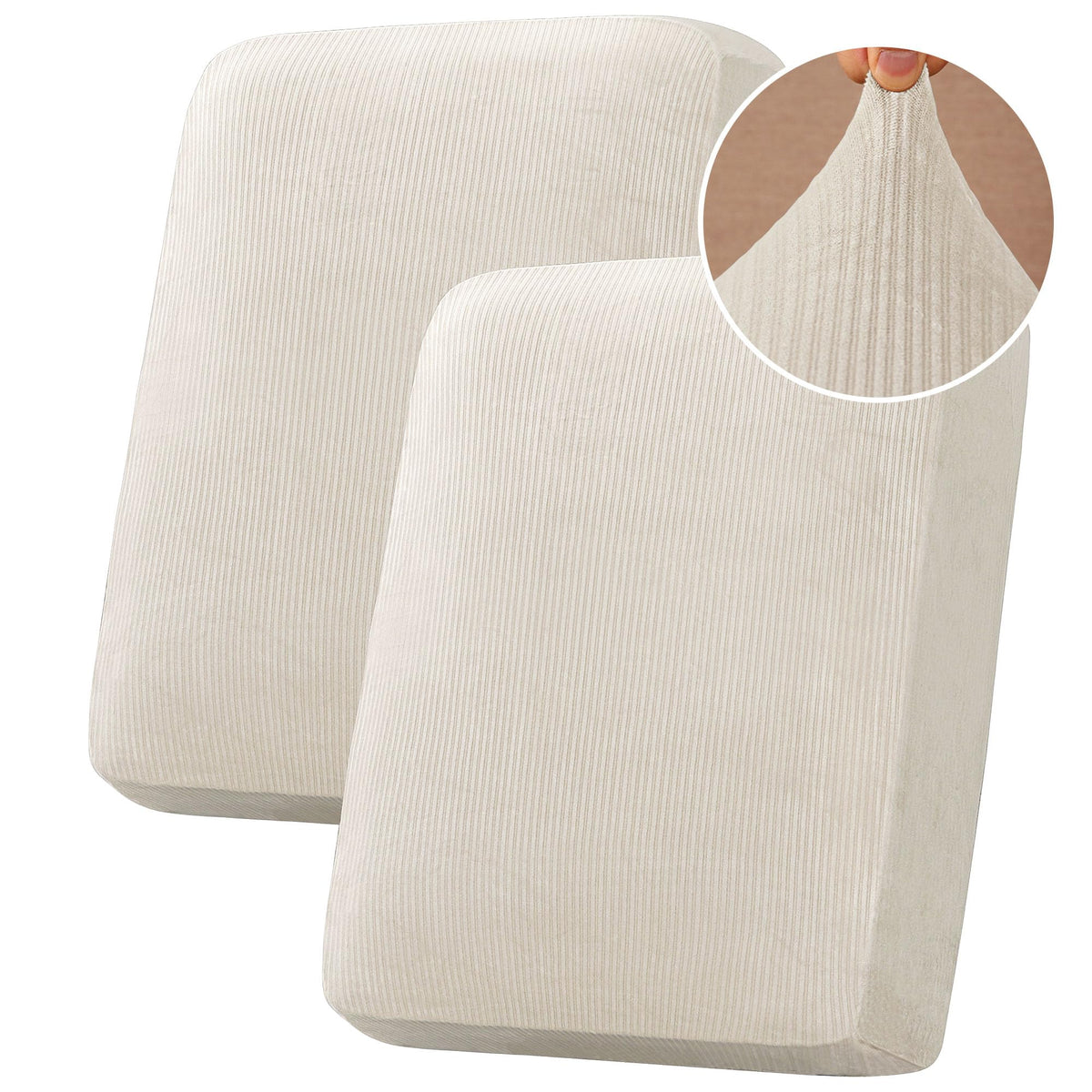 H.VERSAILTEX Velvet Stretch Couch Cushion Cover Plush Cushion Slipcover for Chair Loveseat Sofa Cushion Furniture Protector Seat Cushion Sofa Cover (3 Piece Sofa Cushion Covers, Ivory)