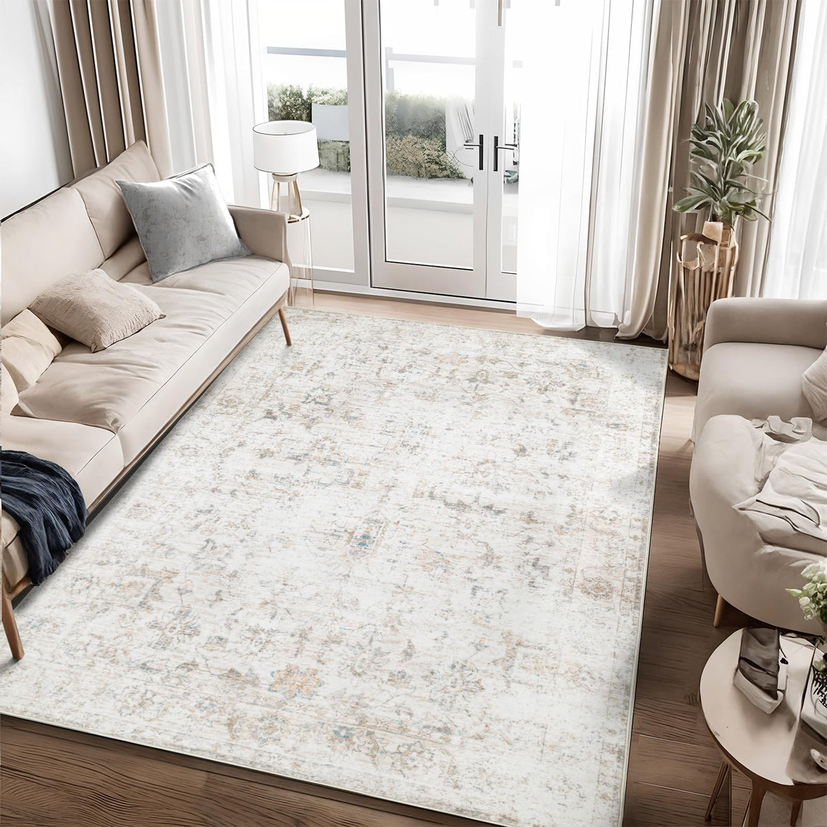 Washable 8×10 Area Rug for Living Room Grey