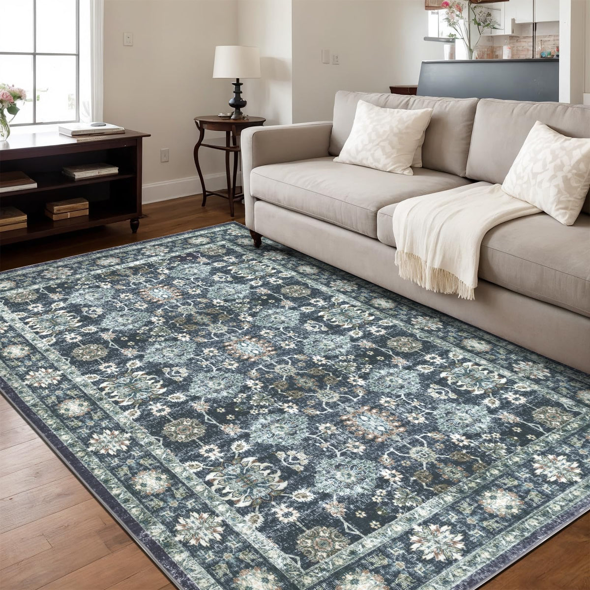 Washable 8×10 Area Rug for Living Room Grey