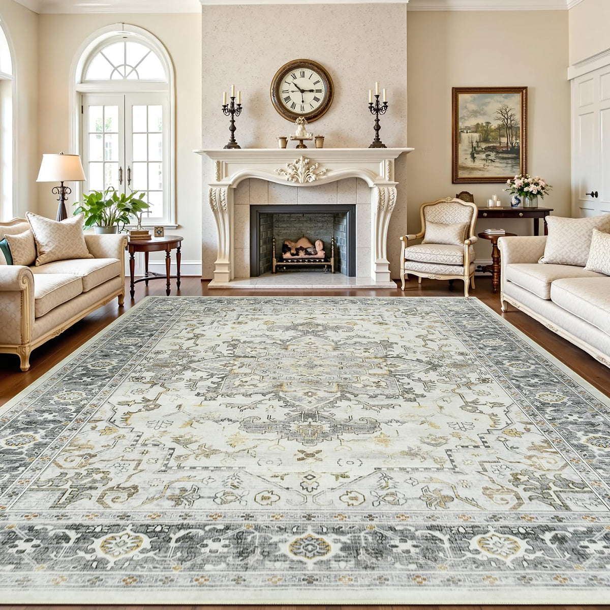Lofus 8x10 Area Rugs for Living Room Bedroom, Soft Boho Carpet Floral Brown