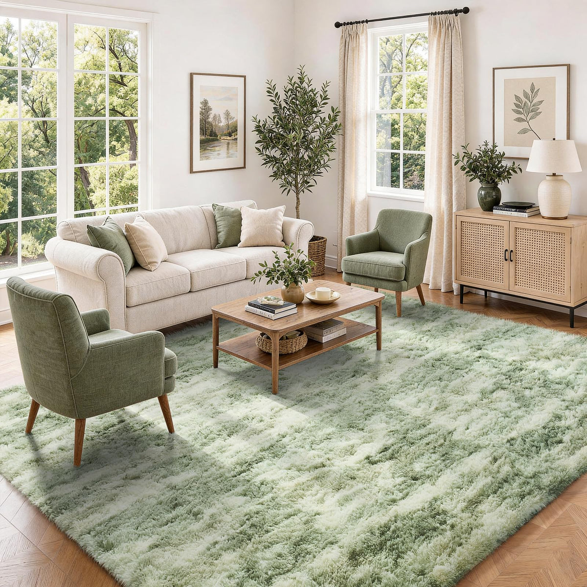Ophanie Area Rugs 9x12 Living Room, Large Grey Bedroom Carpet, Big Shag Indoor Thick Soft Nursery Rug, Gray Fluffy Carpets for Boy and Girls Room Dorm Home Decor Aesthetic