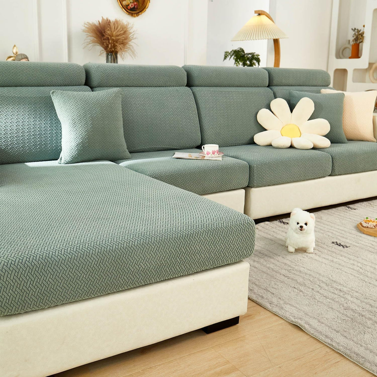 Couch Cushion Covers Sofa Covers Couch Covers for Sofa Pet Friendly Universal Sofa Covers Washable Stretch Slipcovers for Sectional Sofa (Texture Gray,Large Single Seat Cover)