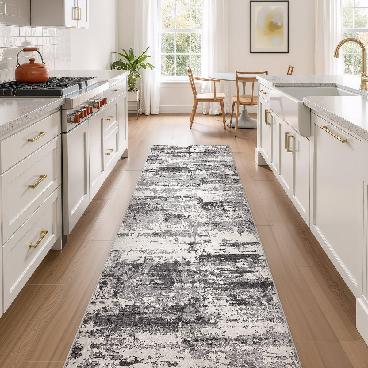 8x10 Area Rugs Living Room Abstract Washable Rug, Gold Brown