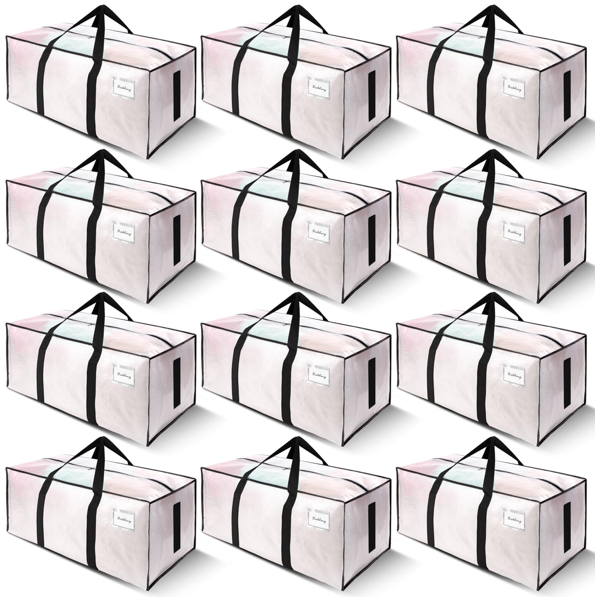 SWEET DOLPHIN 8 Pack 200LB Heavy-Duty Moving Bags with Wrap-Around Handles, Extra Large Storage Totes for Space Saving, Clothes Storage Bags, College Dorm Essentials, Blue, 24 Gal