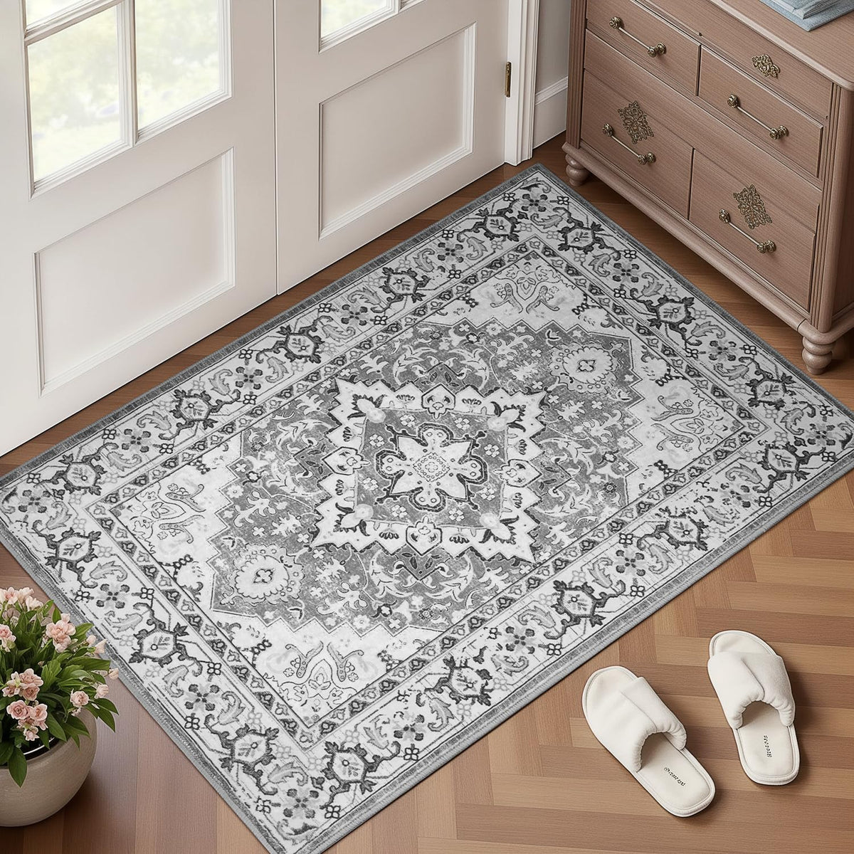 Lofus 8x10 Area Rugs for Living Room Bedroom, Soft Boho Carpet Floral Brown