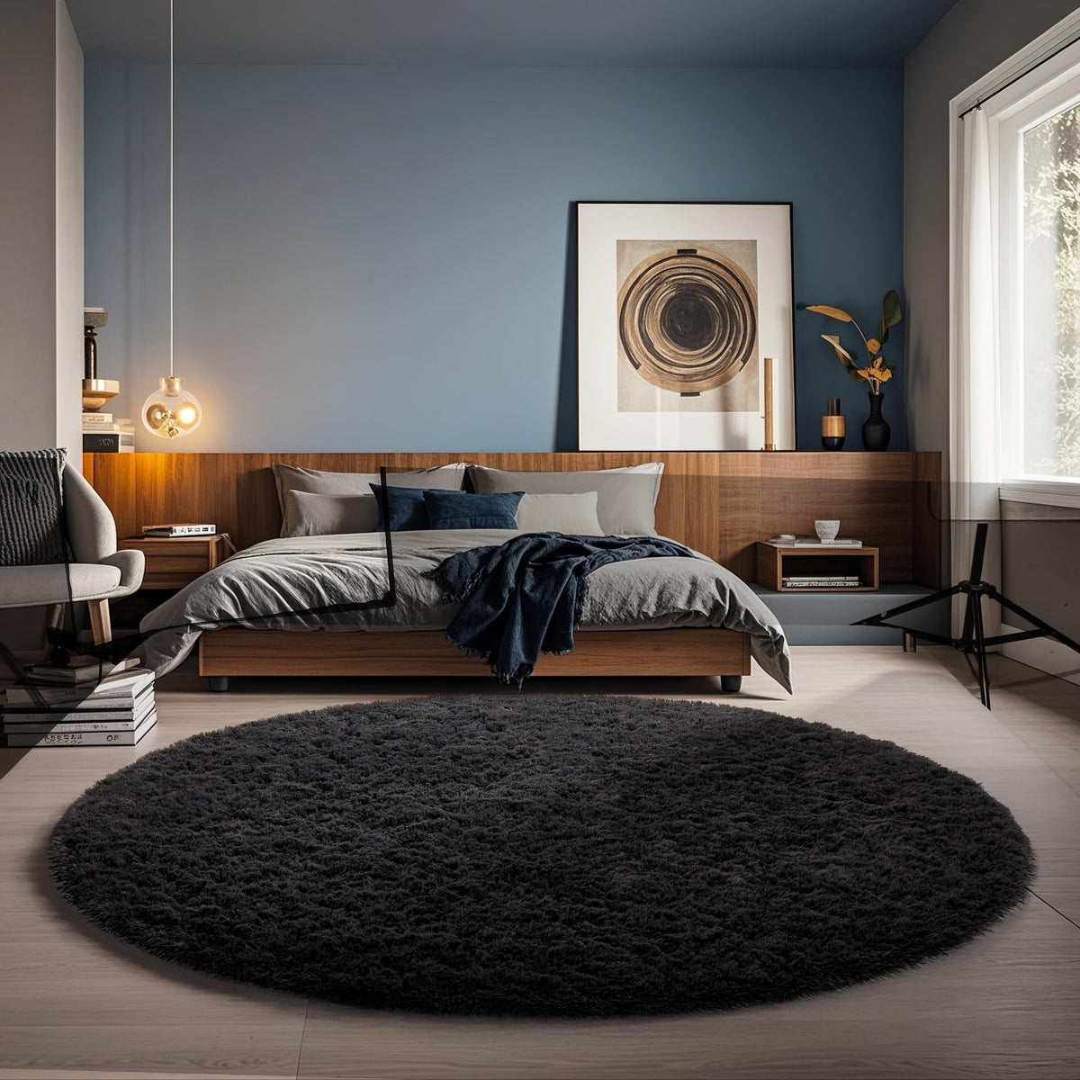 Ophanie Area Rugs 9x12 Living Room, Large Grey Bedroom Carpet, Big Shag Indoor Thick Soft Nursery Rug, Gray Fluffy Carpets for Boy and Girls Room Dorm Home Decor Aesthetic