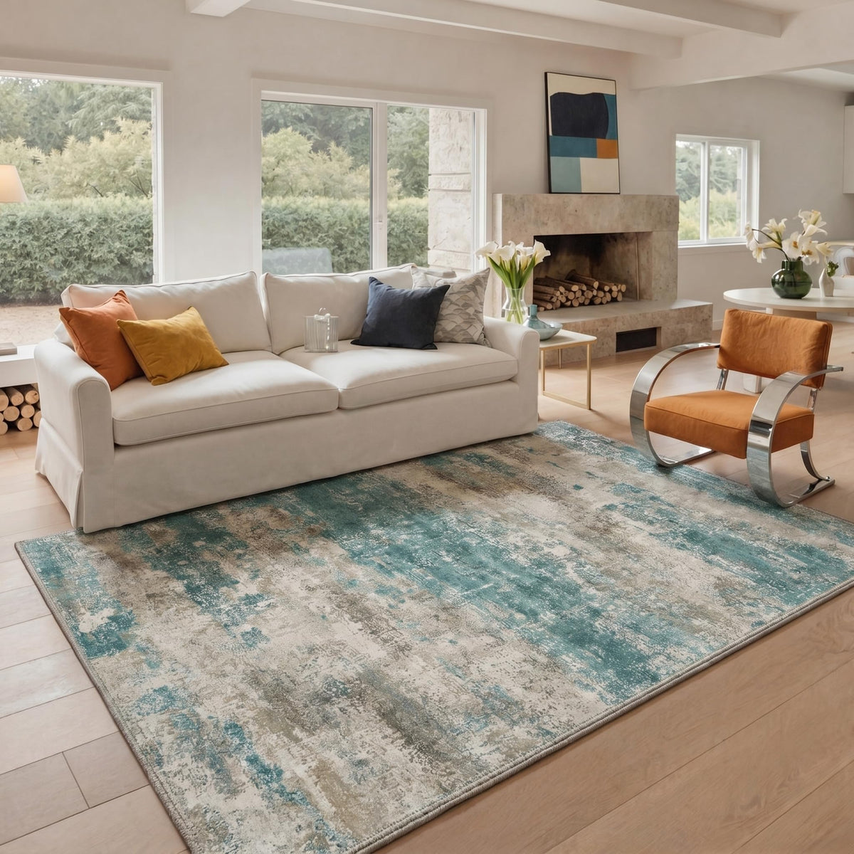 BEIMO 5X7 Area Rug for Living Room, Modern Abstract Washable Soft Non Slip