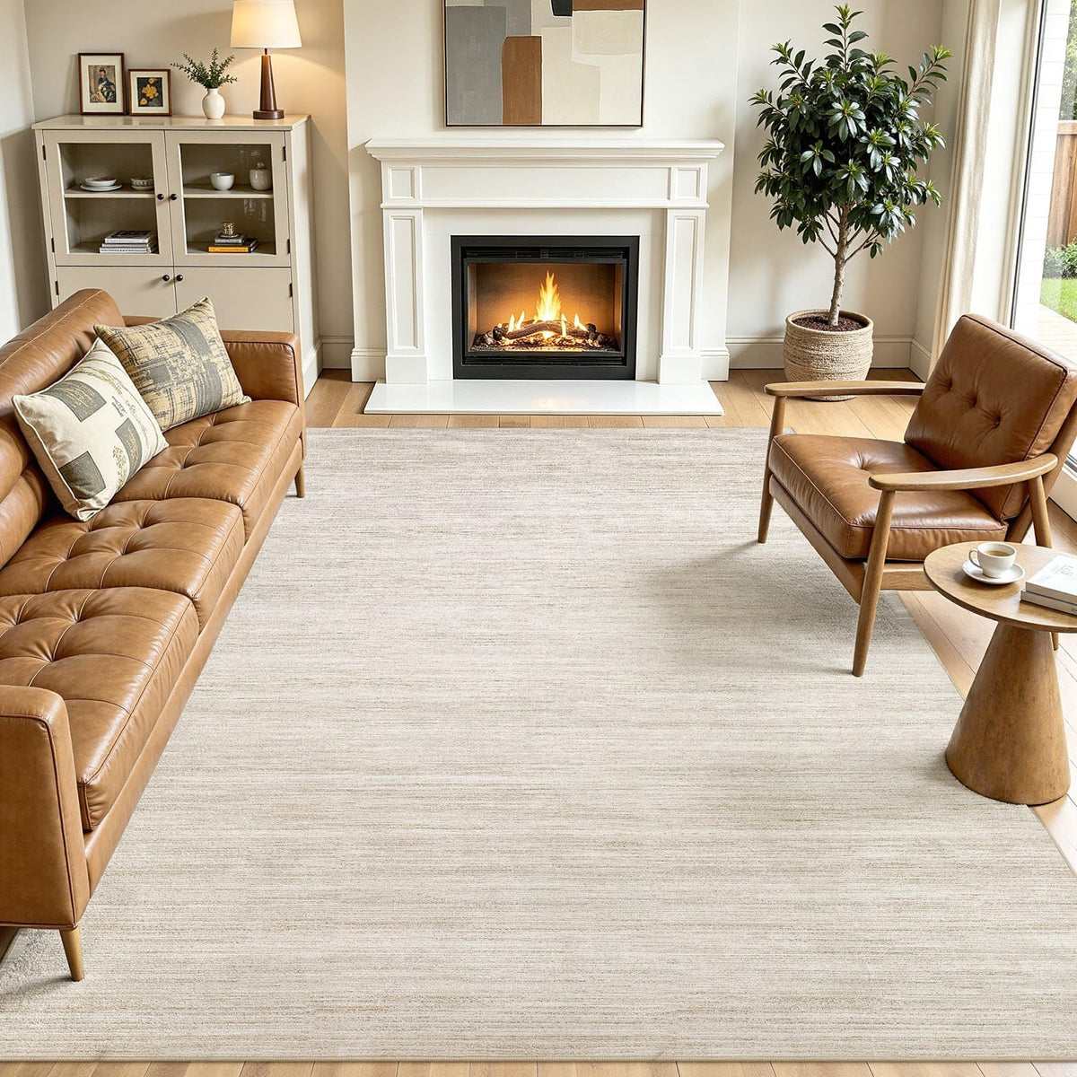 8x10 Area Rugs Living Room Abstract Washable Rug, Gold Brown