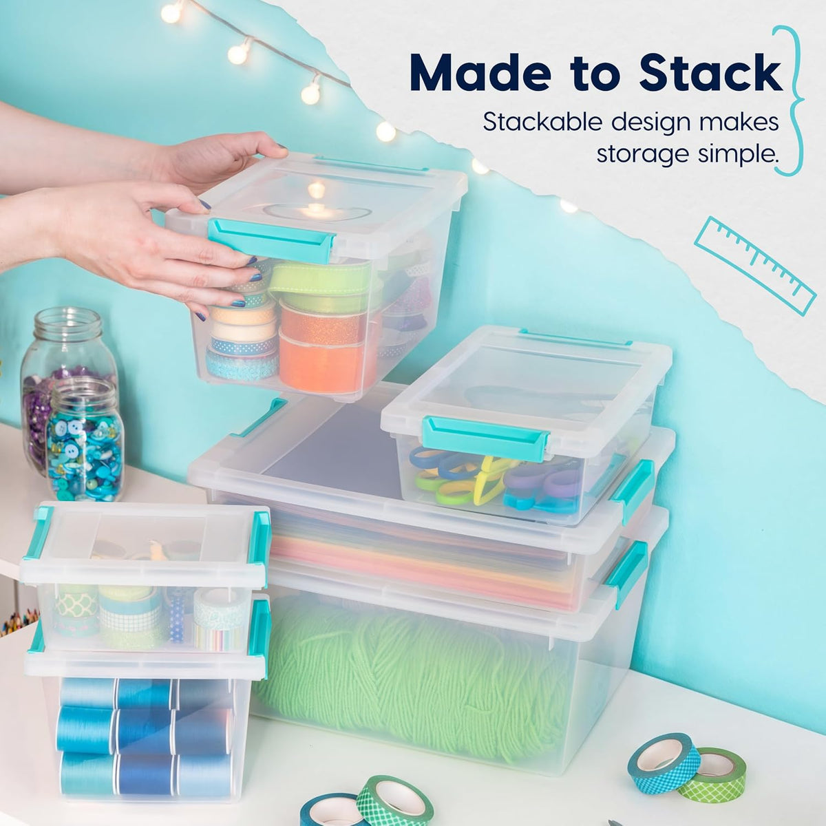 IRIS USA Storage Bins with Lids |Made in USA| 12 Qt - (4-Pack) - Clear