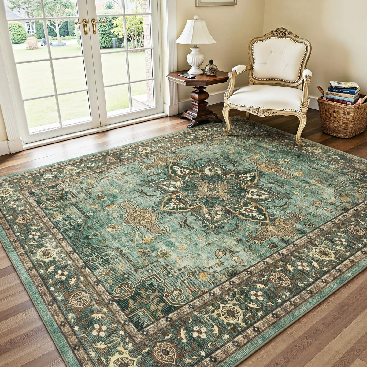 Lofus 8x10 Area Rugs for Living Room Bedroom, Soft Boho Carpet Floral Brown