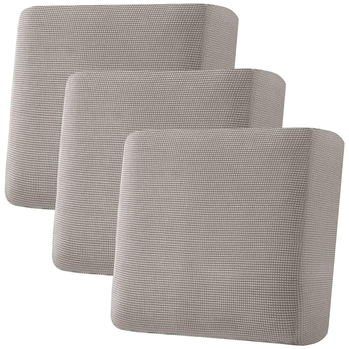 H.VERSAILTEX Super Stretch Individual Seat Cushion Covers Sofa Covers Couch Cushion Cover Slipcover Sets Thick Jacquard Textured Twill Fabric (3 Piece Sofa Cushion Covers, Grey)
