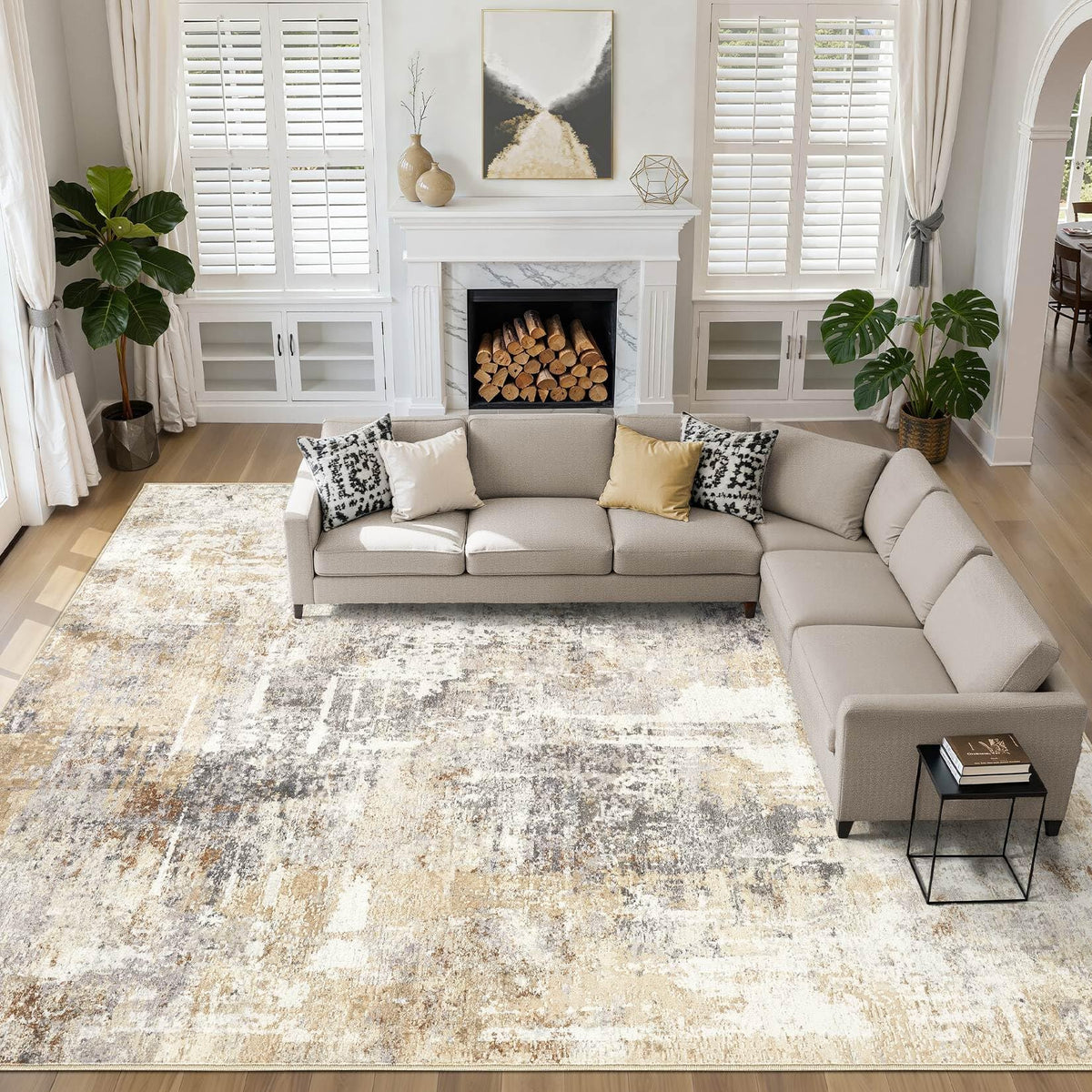 LOONGRUG 6x9 Area Rugs Washable Neutral Modern Abstract Living Room Rug