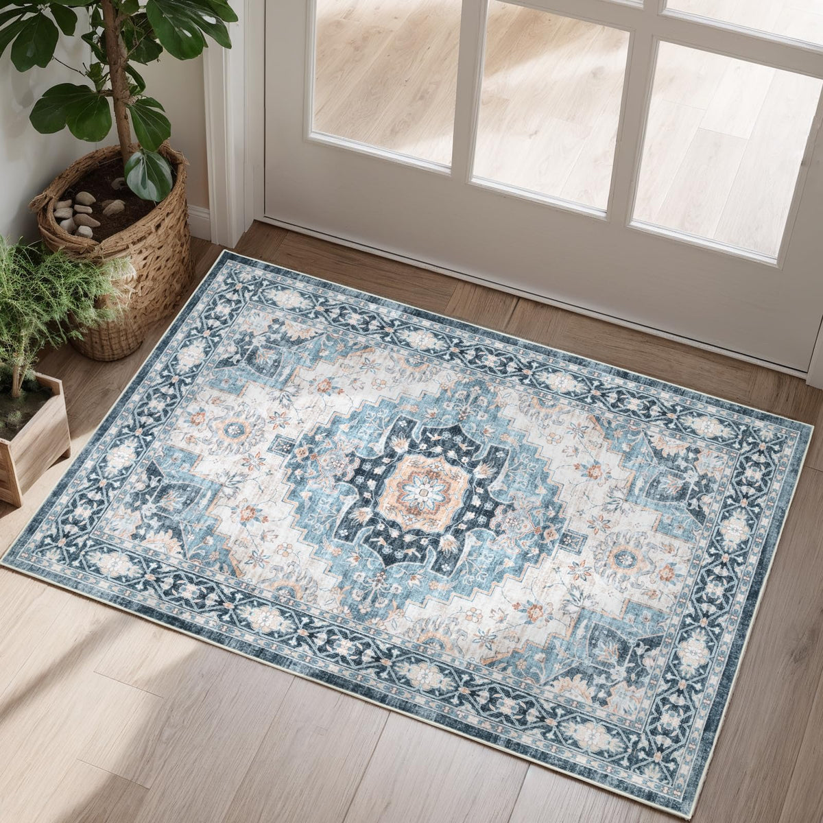 Washable 8×10 Area Rug for Living Room Grey