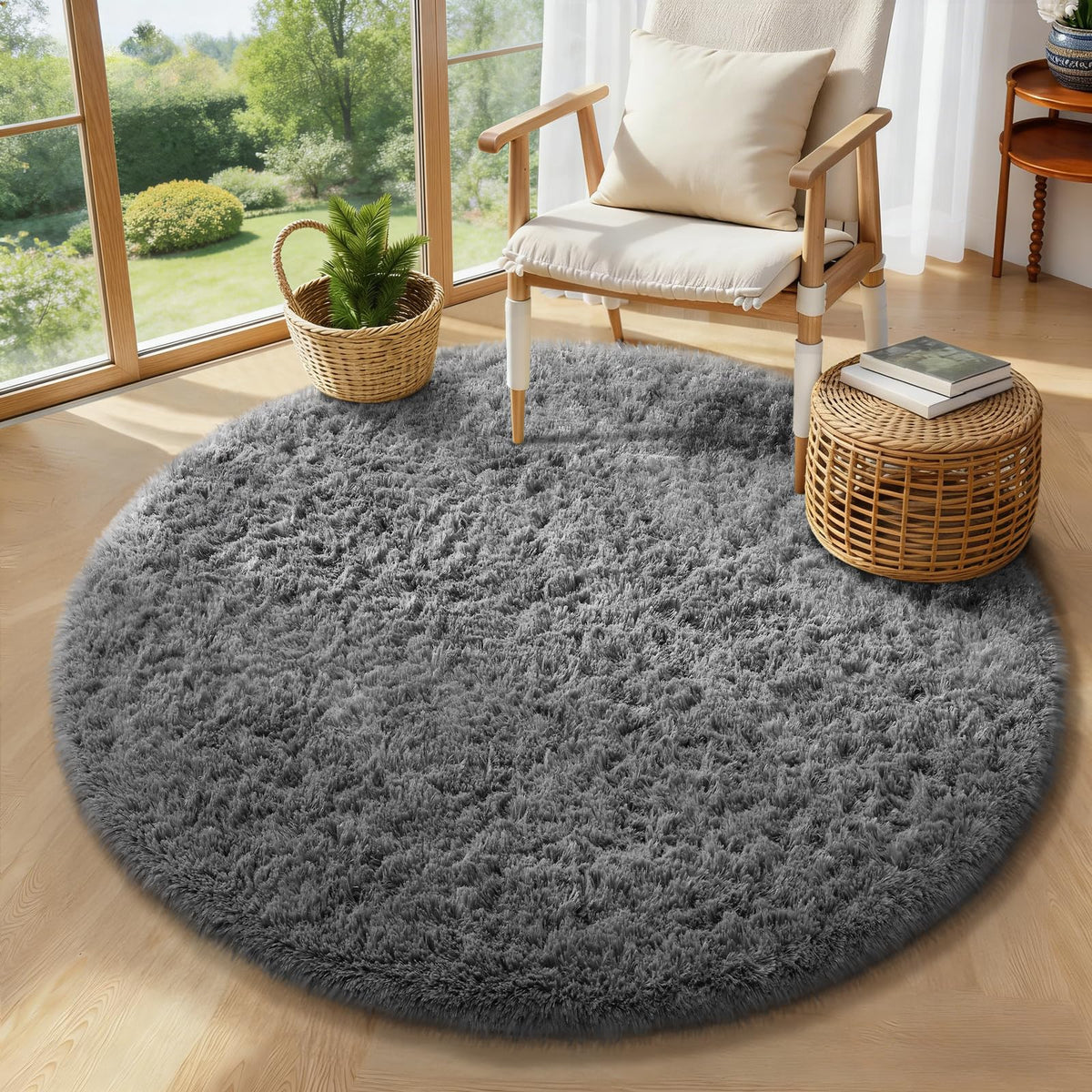 Ophanie Area Rugs 9x12 Living Room, Large Grey Bedroom Carpet, Big Shag Indoor Thick Soft Nursery Rug, Gray Fluffy Carpets for Boy and Girls Room Dorm Home Decor Aesthetic
