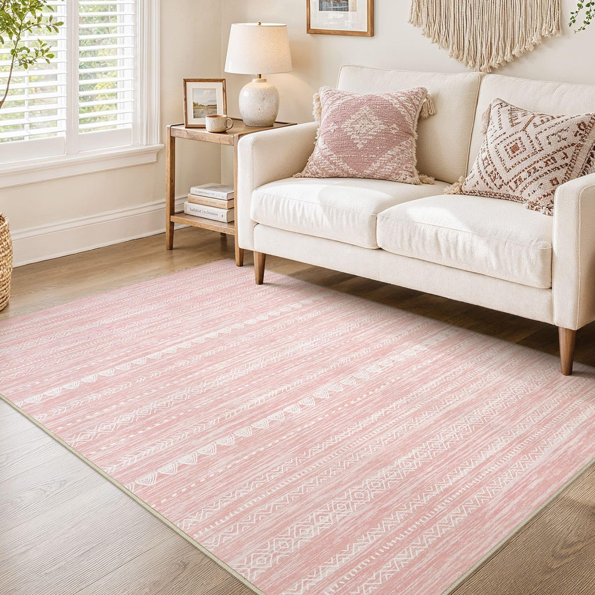 Nakagishi 10X14 Area Rugs for Living Room: Washable Modern Abstract Rug with Non-Slip Silicone Backing Low Pile Soft Carpet for Bedroom & Dining Decor Ideal for Families with Kids and Pets-Brown