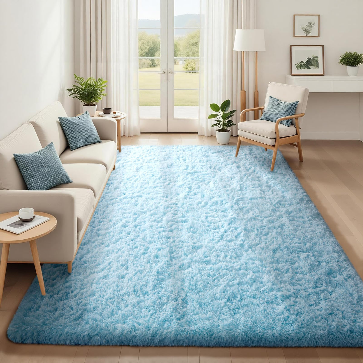 Ophanie Area Rugs 9x12 Living Room, Large Grey Bedroom Carpet, Big Shag Indoor Thick Soft Nursery Rug, Gray Fluffy Carpets for Boy and Girls Room Dorm Home Decor Aesthetic